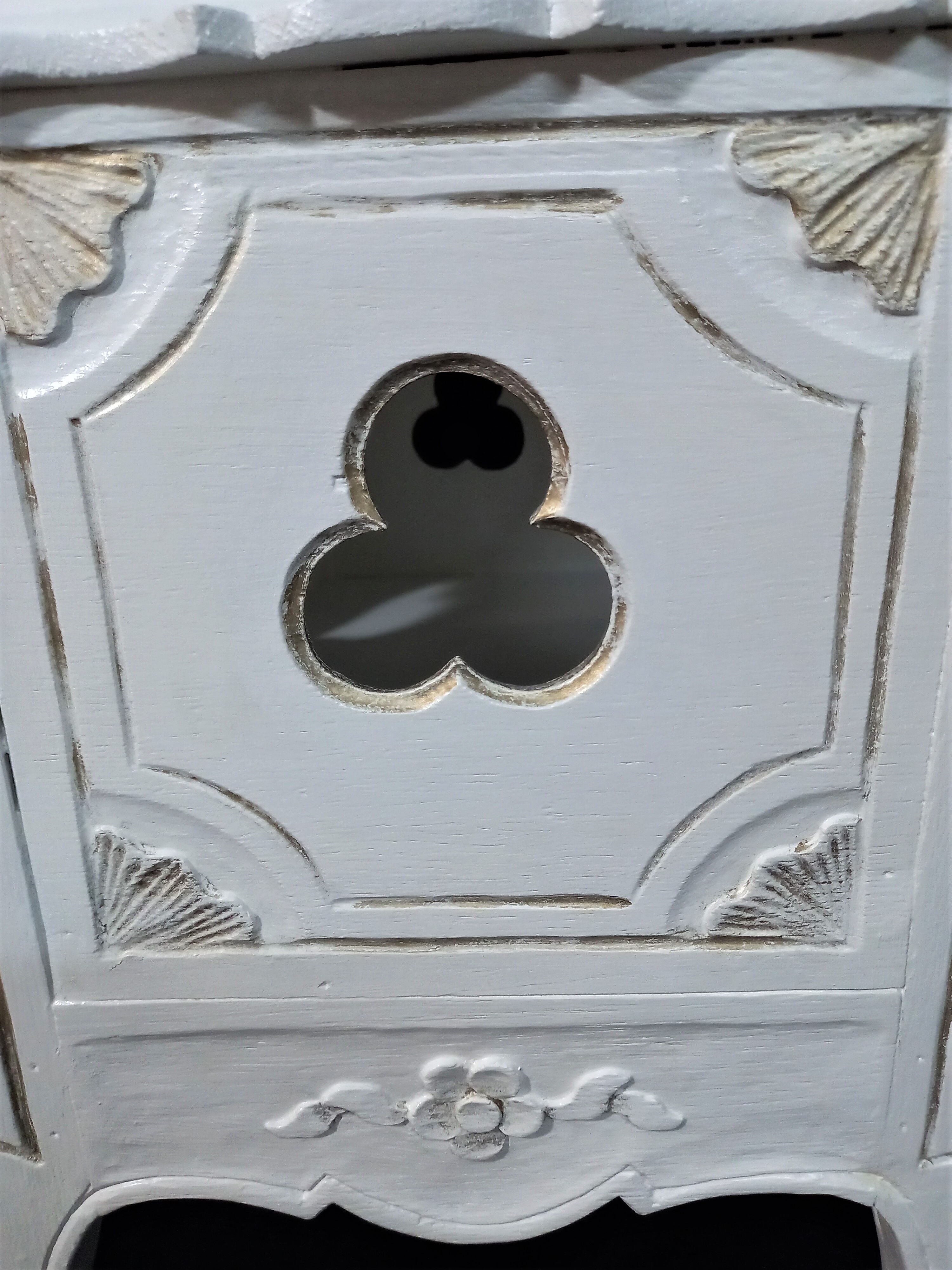 Old Louis XV Style Bedside Table in White and Gold