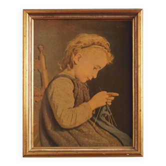 Tableau « Le Portrait de la jeune fille », design scandinave, 19e siècle, d'Albert Anker