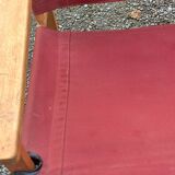 Safari armchair in beech and cotton canvas