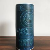 Sarek by Olle Alberius for Rörstrand Scandinavian ceramic blue vase, 1960s