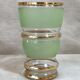 Green granite glass vase and vintage gilding 1950 art deco style
