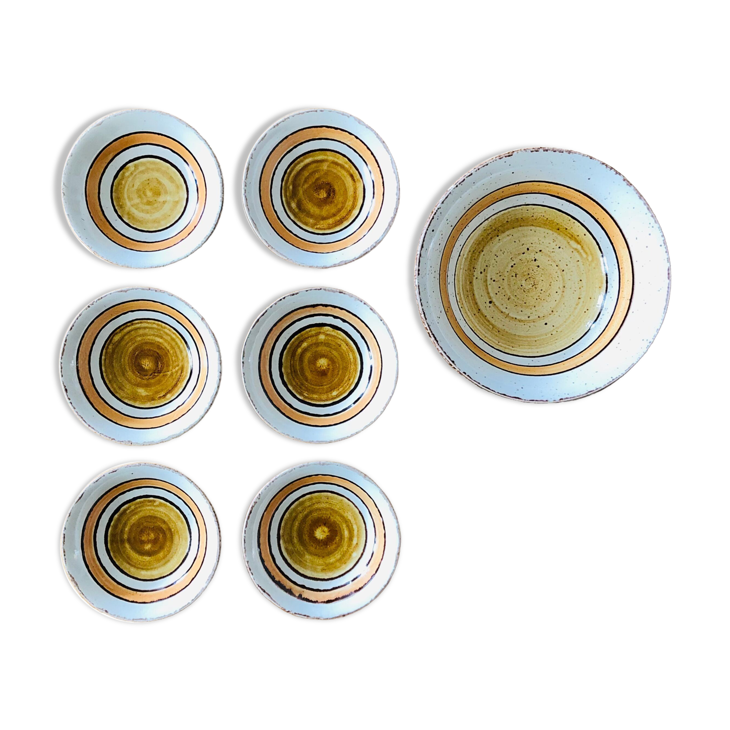 Salad bowl and 6 ceramic cups from Gien