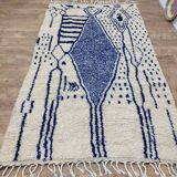 Vintage Azilal rug 264x150 cm - Blue geometric patterns
