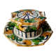 Old art deco butter dish in faience of quimper sign hb