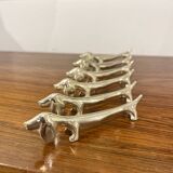 6 silver-plated dachshund knife rests