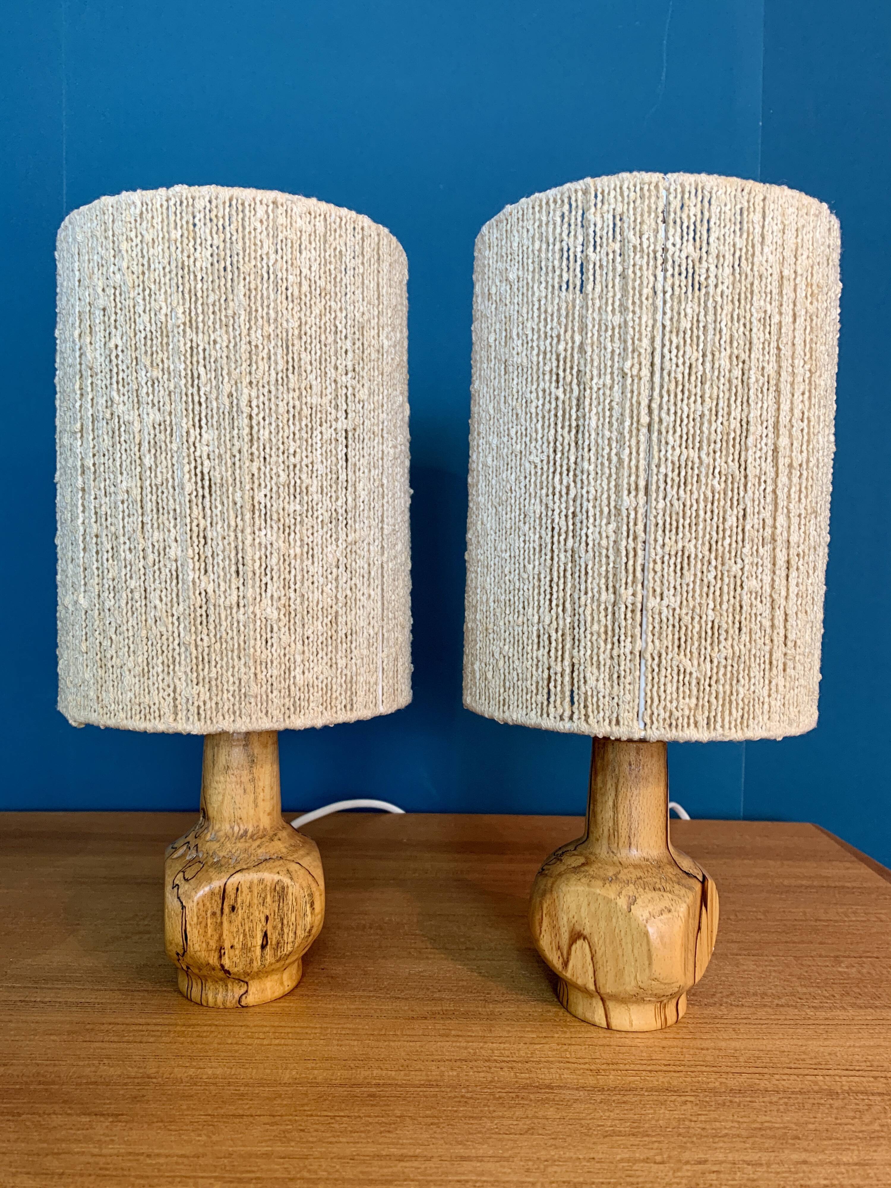 Pair of wooden lamps
