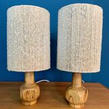 Pair of wooden lamps