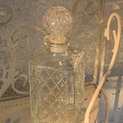 Vintage transparent molded glass whisky decanter