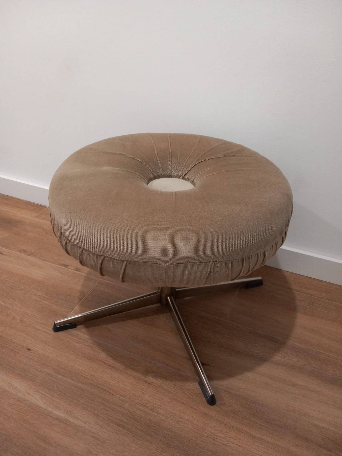Velvet Swivel Pouf by ISKU 1960s Finland