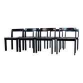 Set of eight black lacquered dining chairs