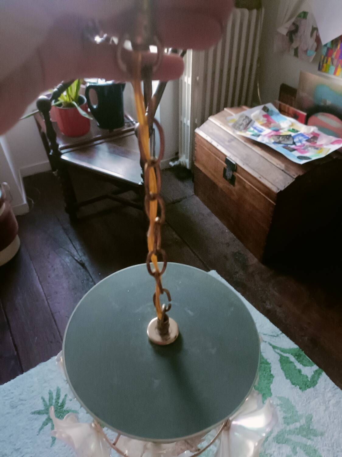 70s Flower and Mirror Chandelier