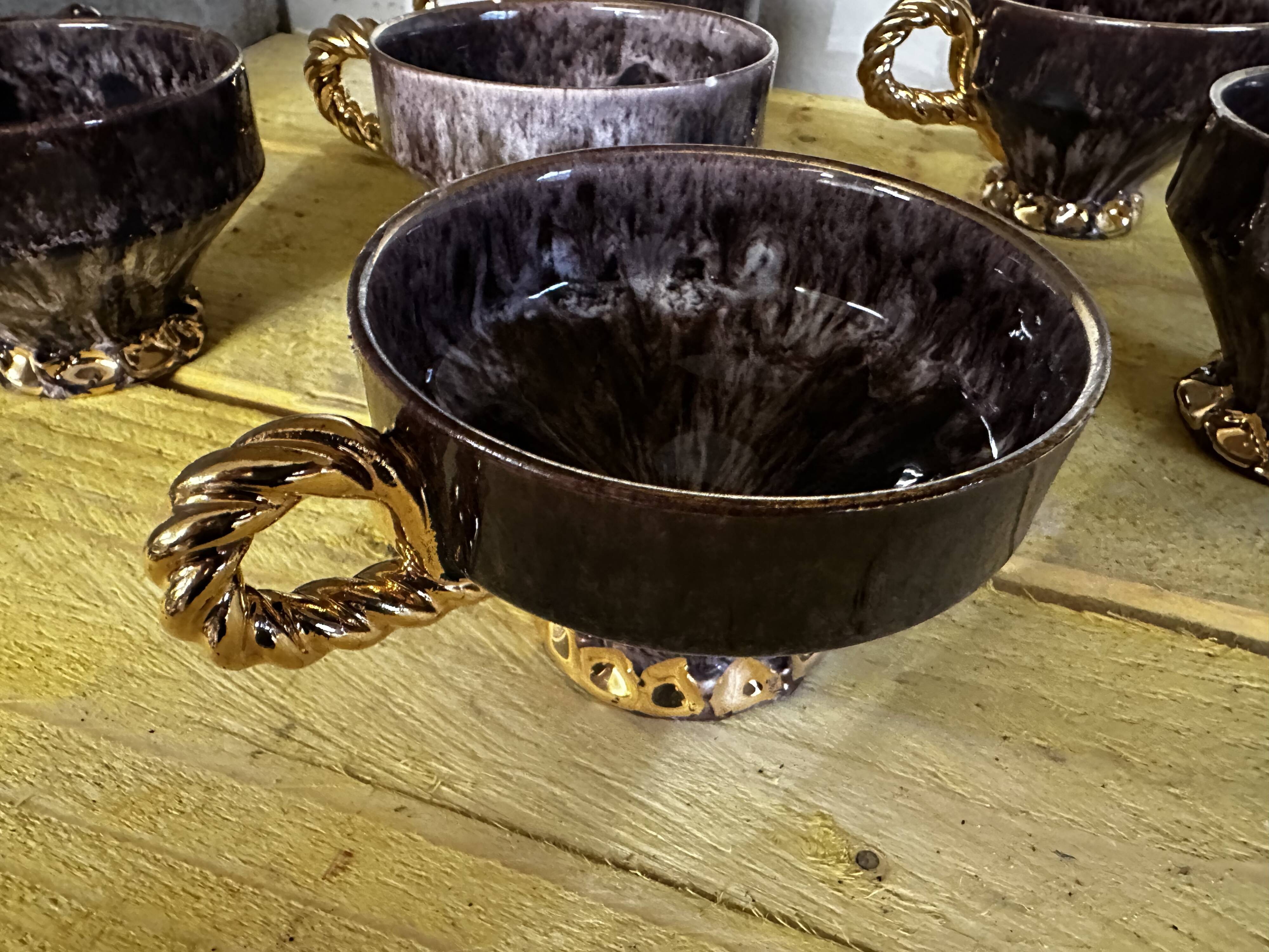 6 Maius-Giuge Vallauris ceramic teacups