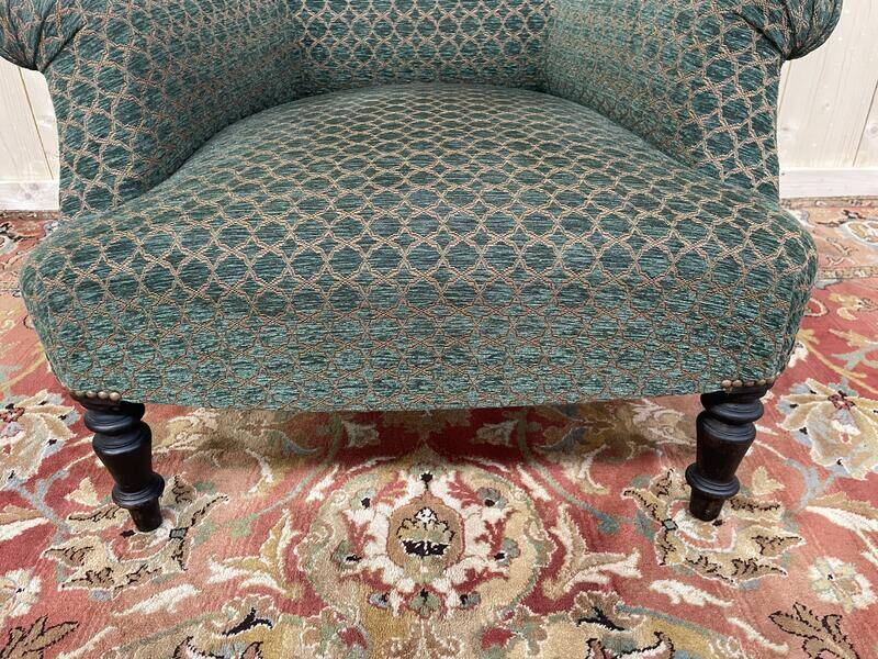 Fauteuil Bergère époque Napoléon III velours vert