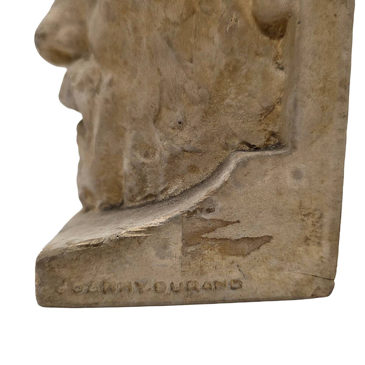 Serre-livres anciens en plâtre français par Joanny Durand, début des années 1900