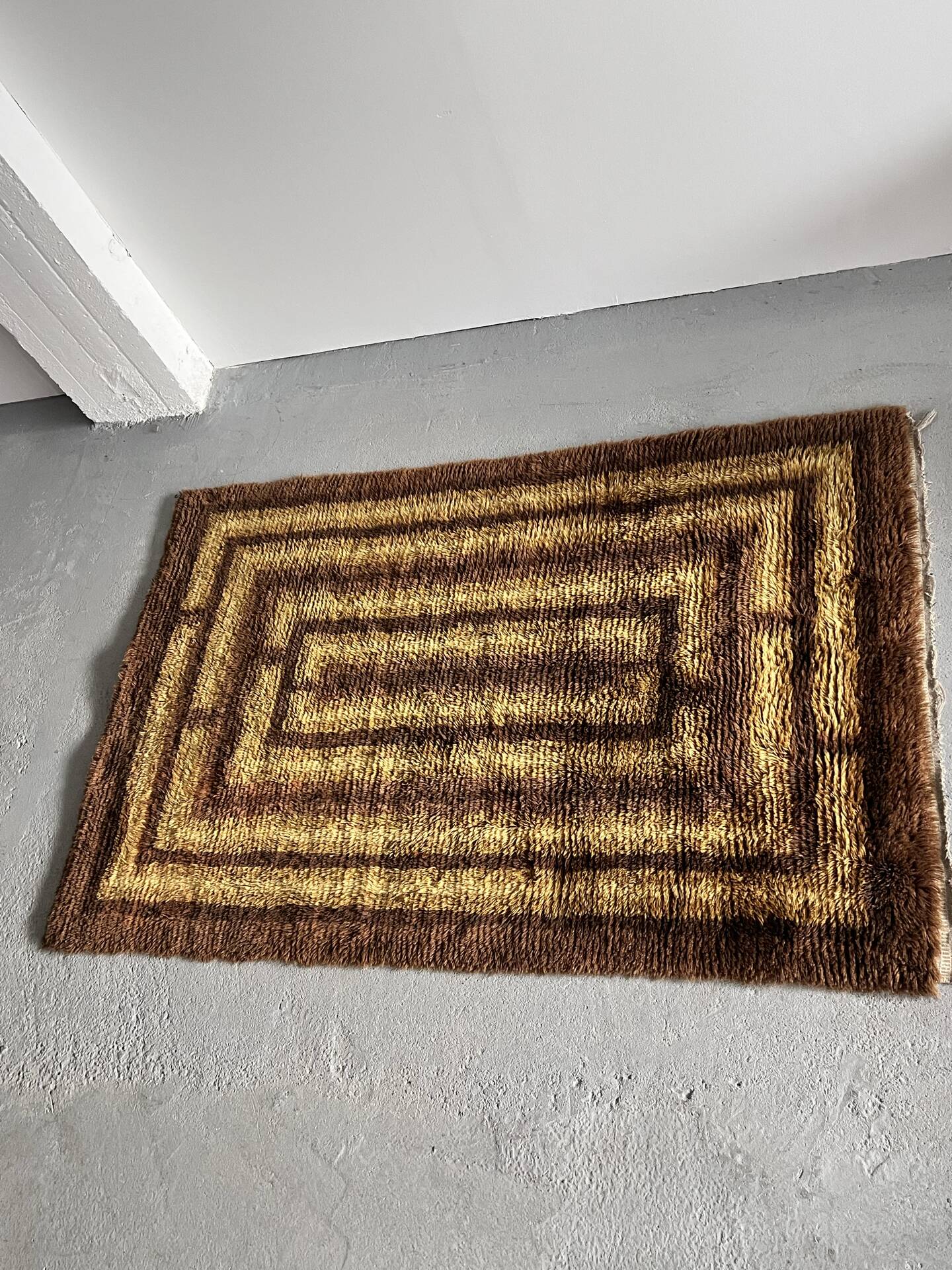 Scandinavian Rya Rug, 1960’s, 100% Wool, Mid Century