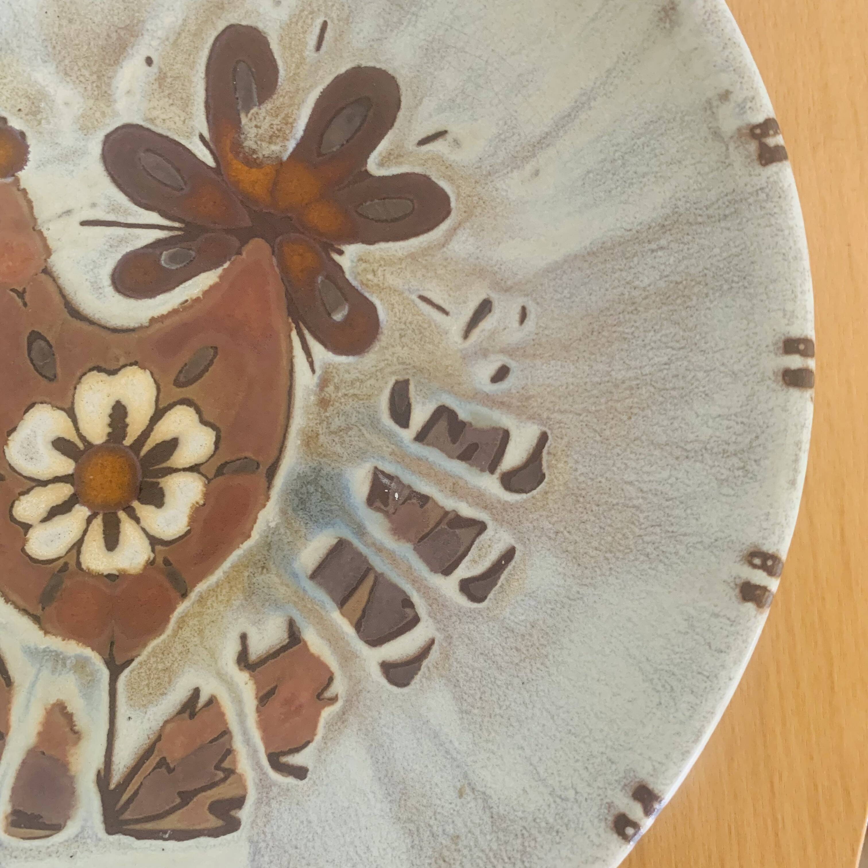 Large glazed ceramic dish by J.G. Picard, 1960s-70s.