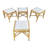 4 tabourets vintage bambou et rotin – années 60/70