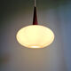 Scandinavian pendant light in teak and white opaline, Louis Kalff, Philips, 1960.