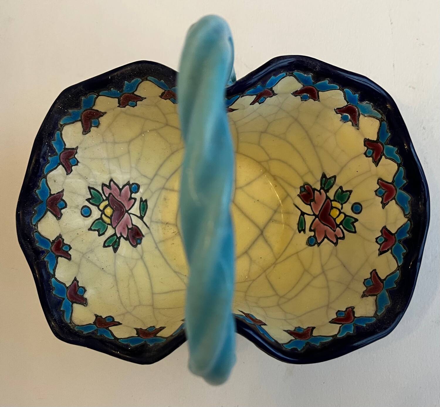 Small Longwy enamel basket