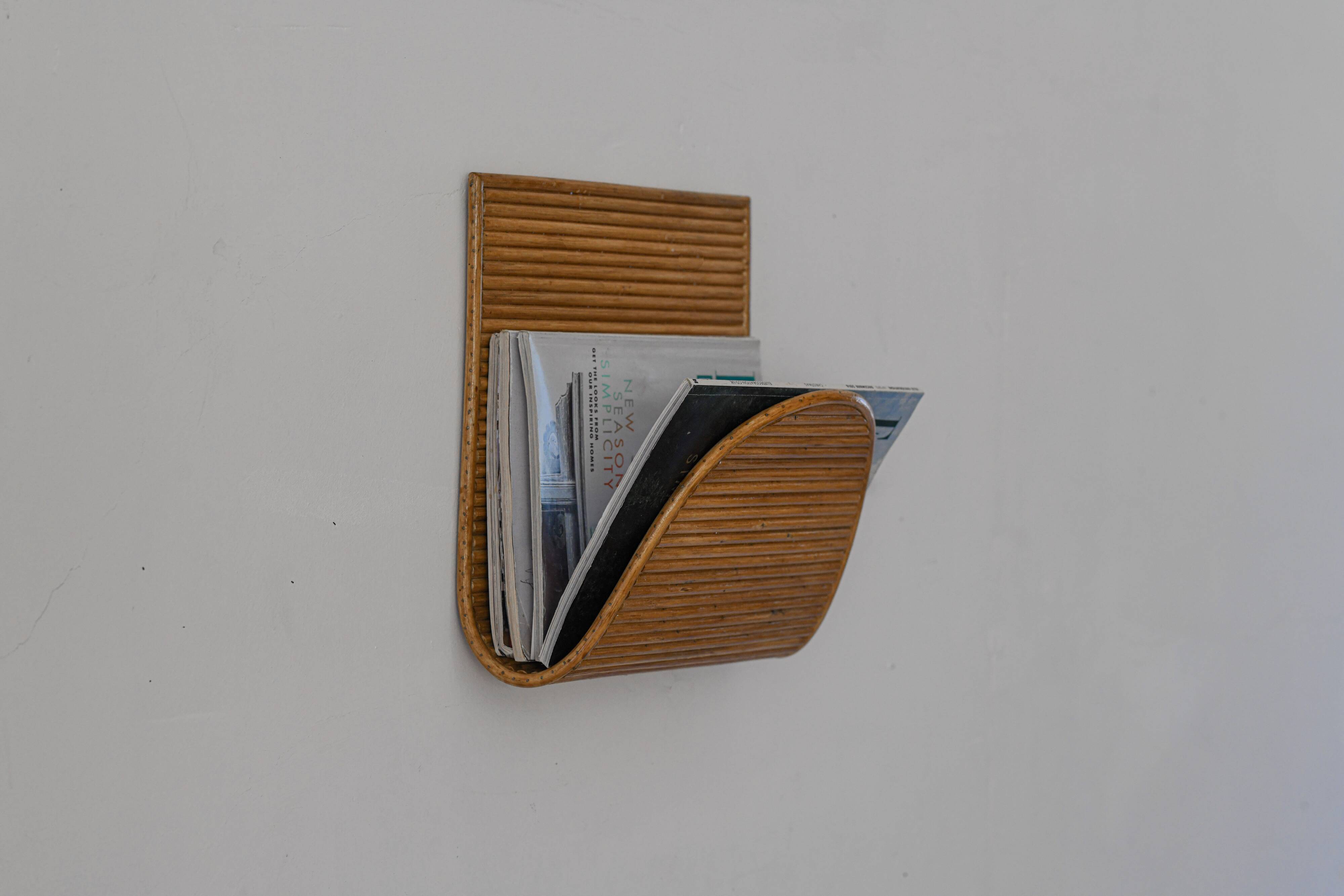 Rattan Modern Wall Mounted Magazine Rack