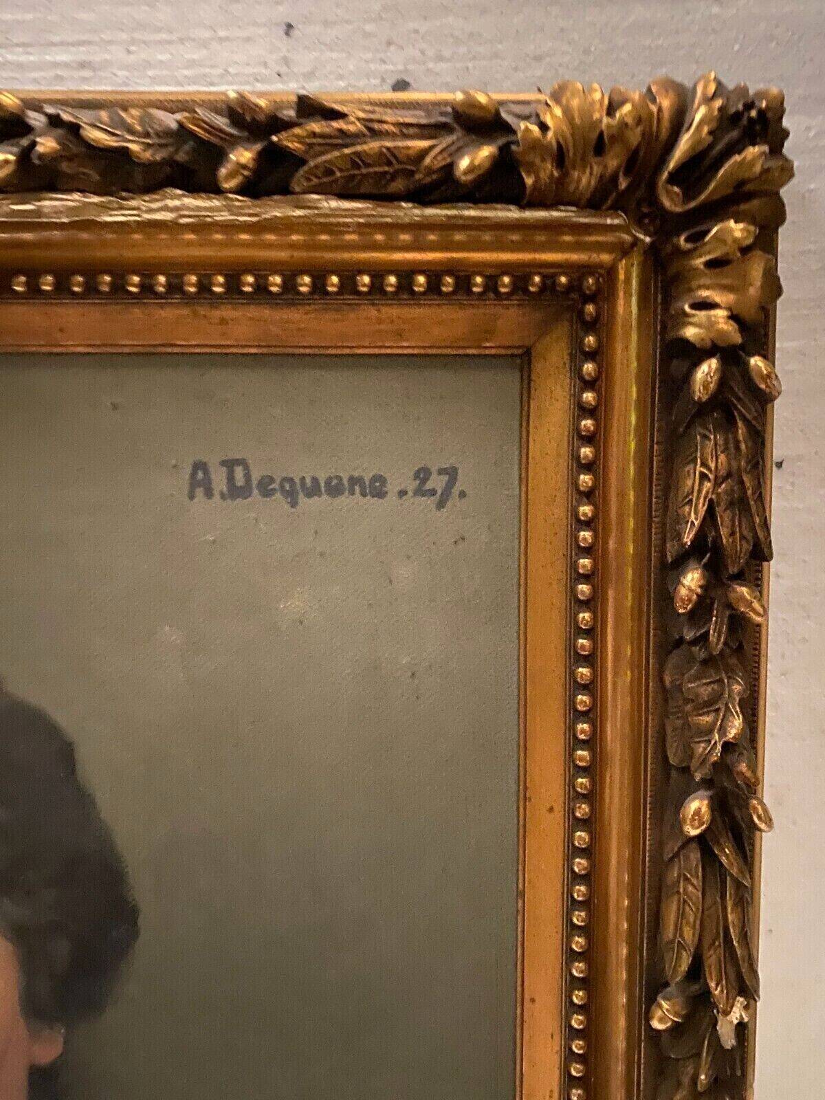 Oil on canvas "portrait of a woman" by dequene albert 20th century