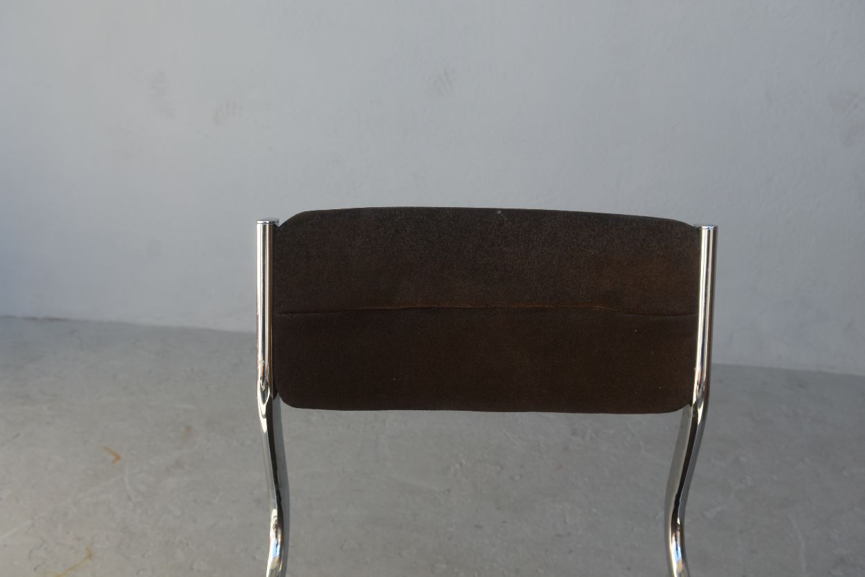 Series of 4 vintage tubular chairs 70