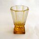 Art Deco vase engraved with flowers, faceted body on a pedestal.