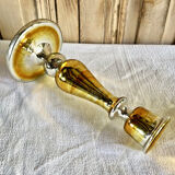 Old candle holder XIX gilded mercurized eglomised glass