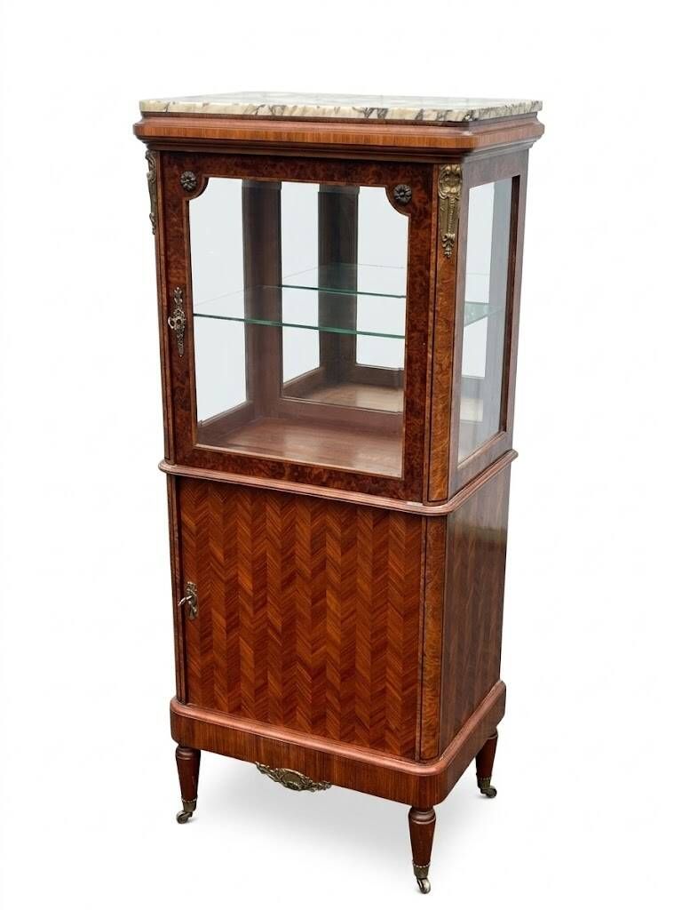 Louis XVI style display cabinet, 19th century, marble and gilded bronzes.