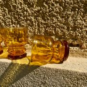 4 vintage Pernod amber glasses