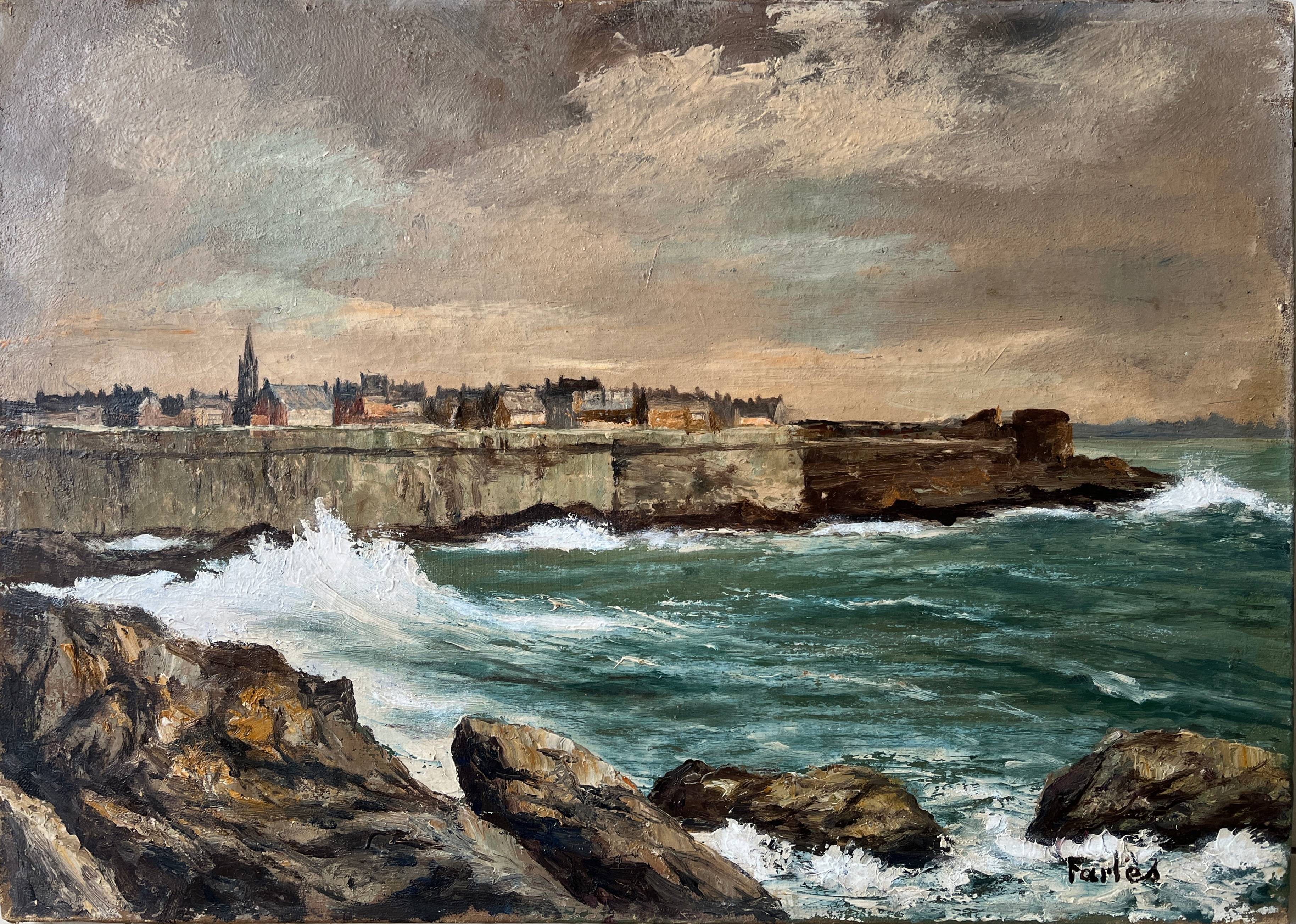 HST Marine painting “Saint Malo” signed Farlès very early 20th century