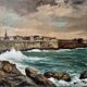 HST Marine painting “Saint Malo” signed Farlès very early 20th century