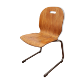 Chaise en bois, poignée et métal fumé