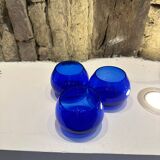 Ensemble de 3 Bougeoirs en verre bleu