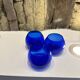 Set of 3 blue glass candle holders