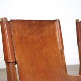 Pair of Riaza chairs in cognac leather by Paco Muñoz for Darro Gallery, Spain