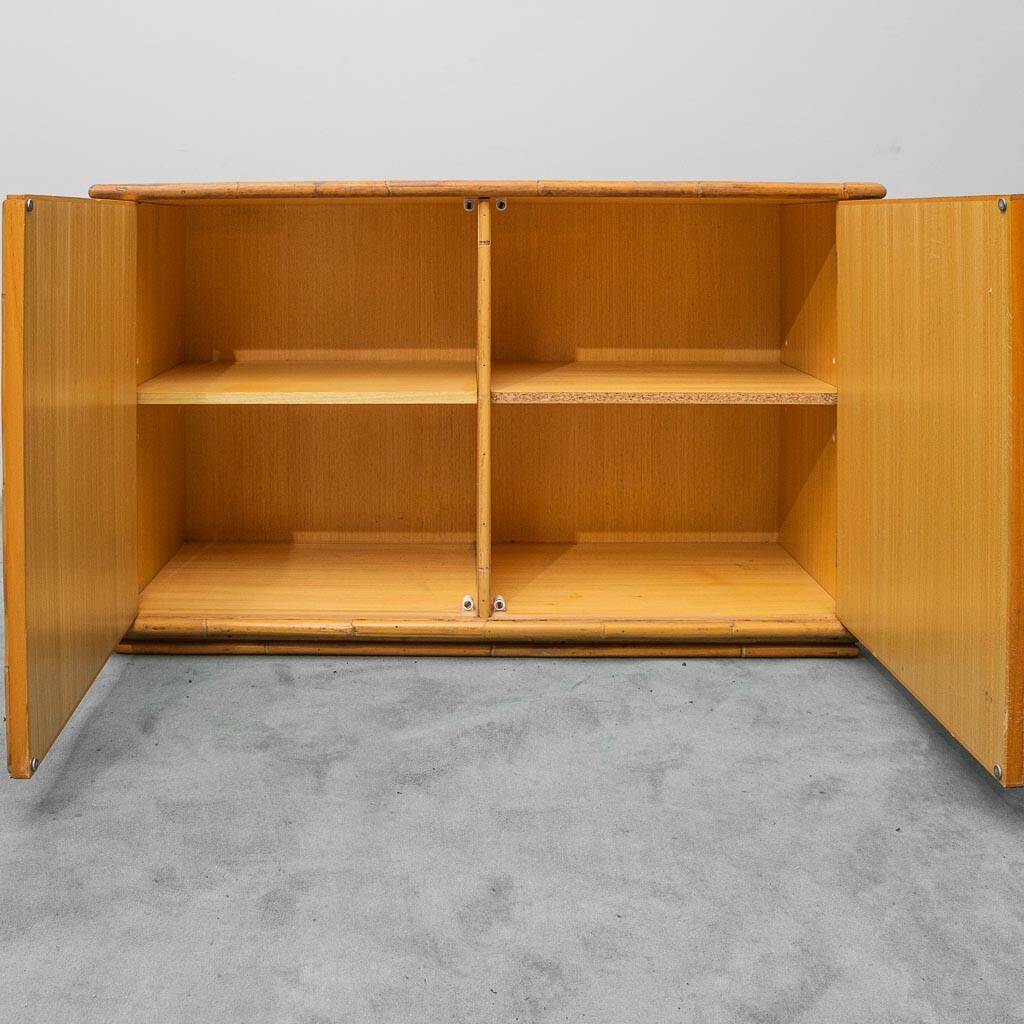 Bamboo and rattan sideboard 1970s vintage modernism