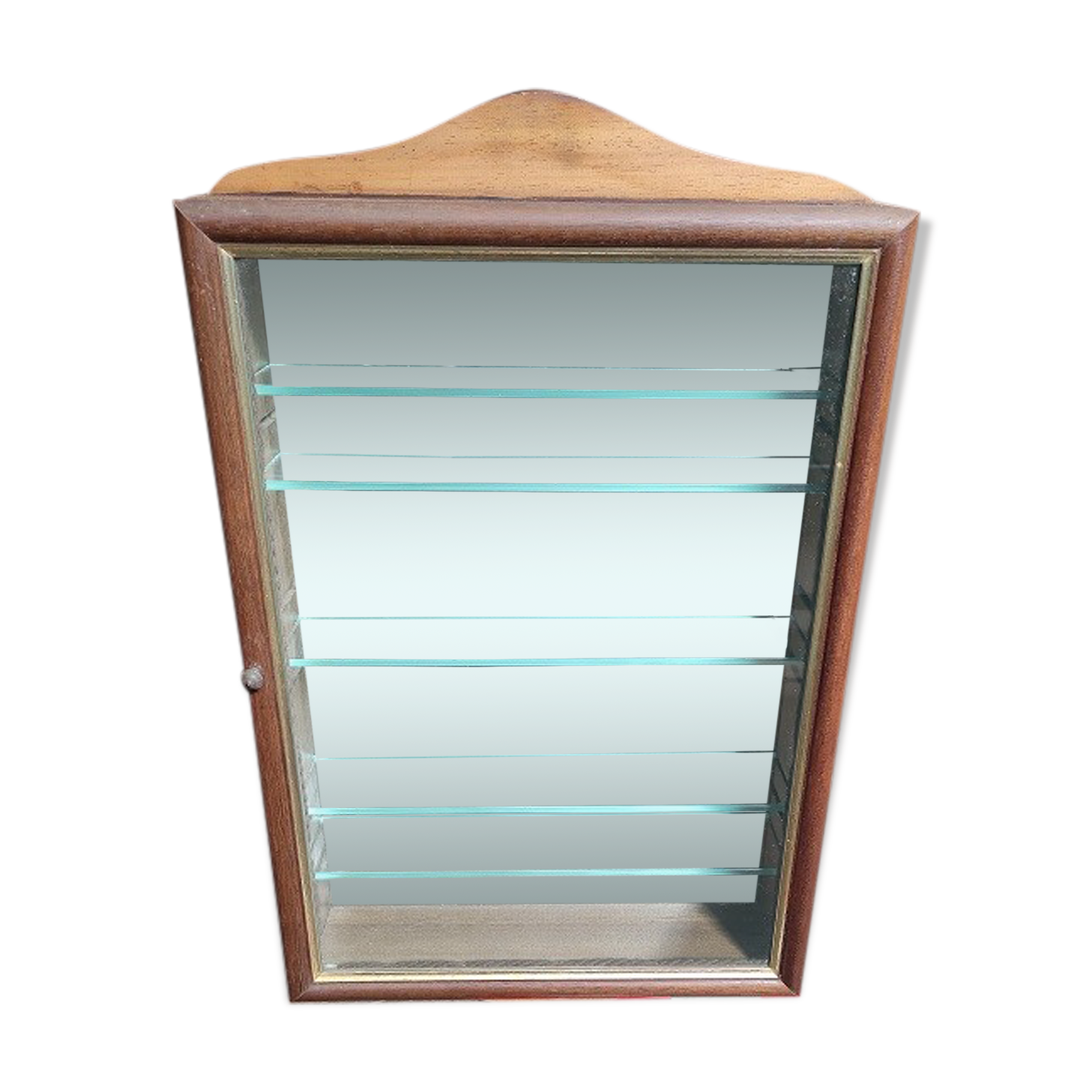 Glass cabinet showcase mirror wood collection figurine