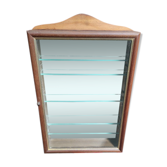 Glass cabinet showcase mirror wood collection figurine
