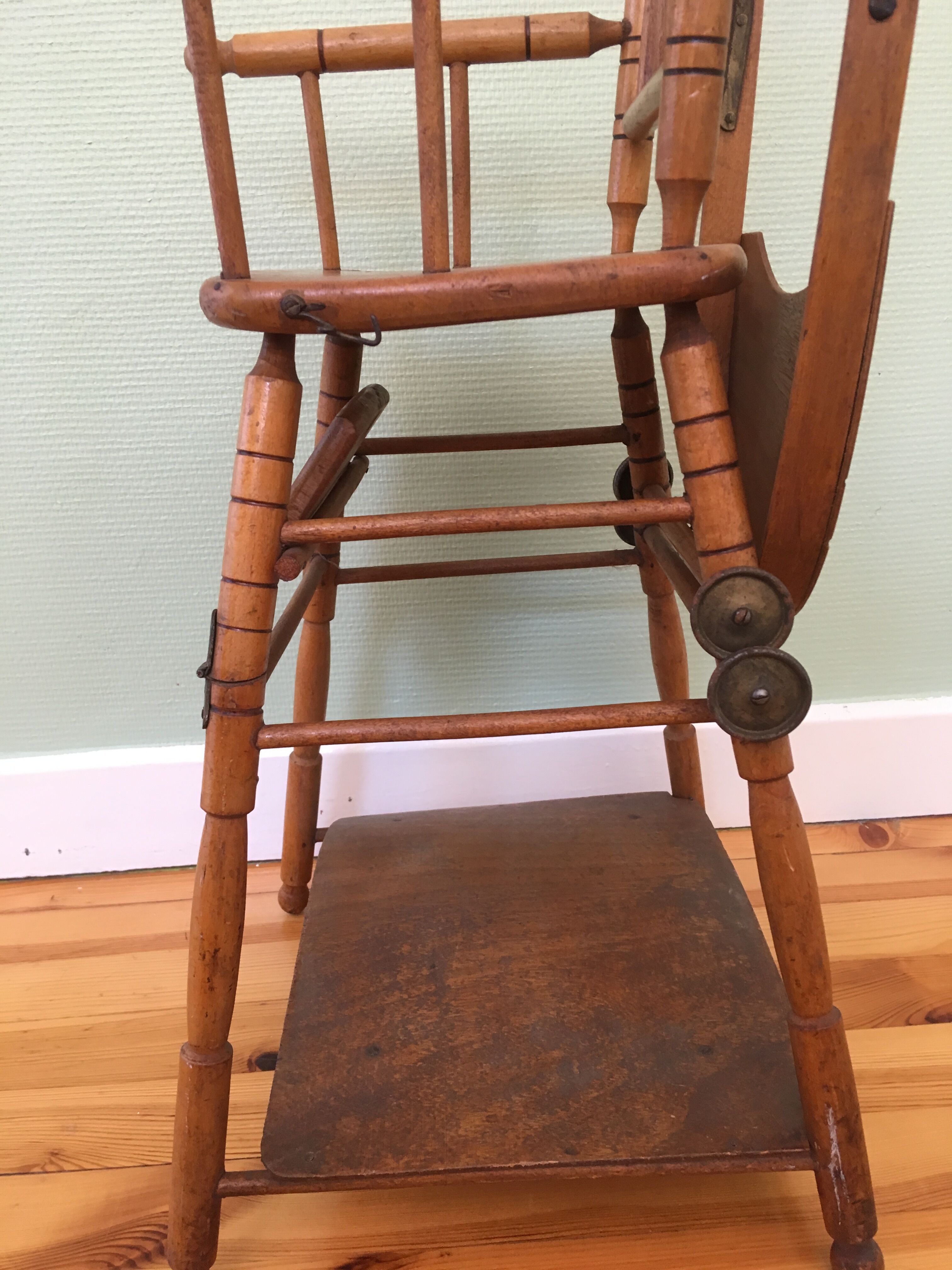 30-year-old high chair in wood turned