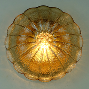 Vintage 1970s mid century wall sconce petal-shaped amber glass shades 2 available