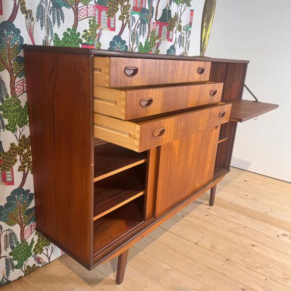 Vertical Danish teak sideboard, 1960s