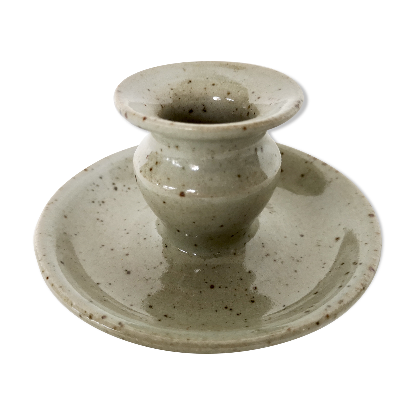 Enamelled sandstone candlestick