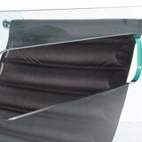 Black leather chair by Giovanni Tommaso Garattoni Italy glass and black leather