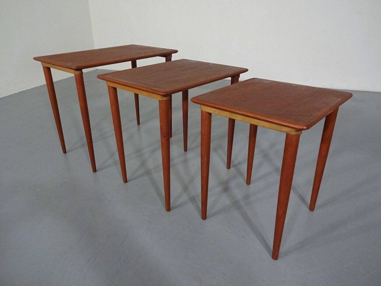 Danish Teak Nesting Tables, 1960s, Set of 3