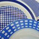 Set 3 variegated dessert plates Guy Degrenne and Gien cobalt blue