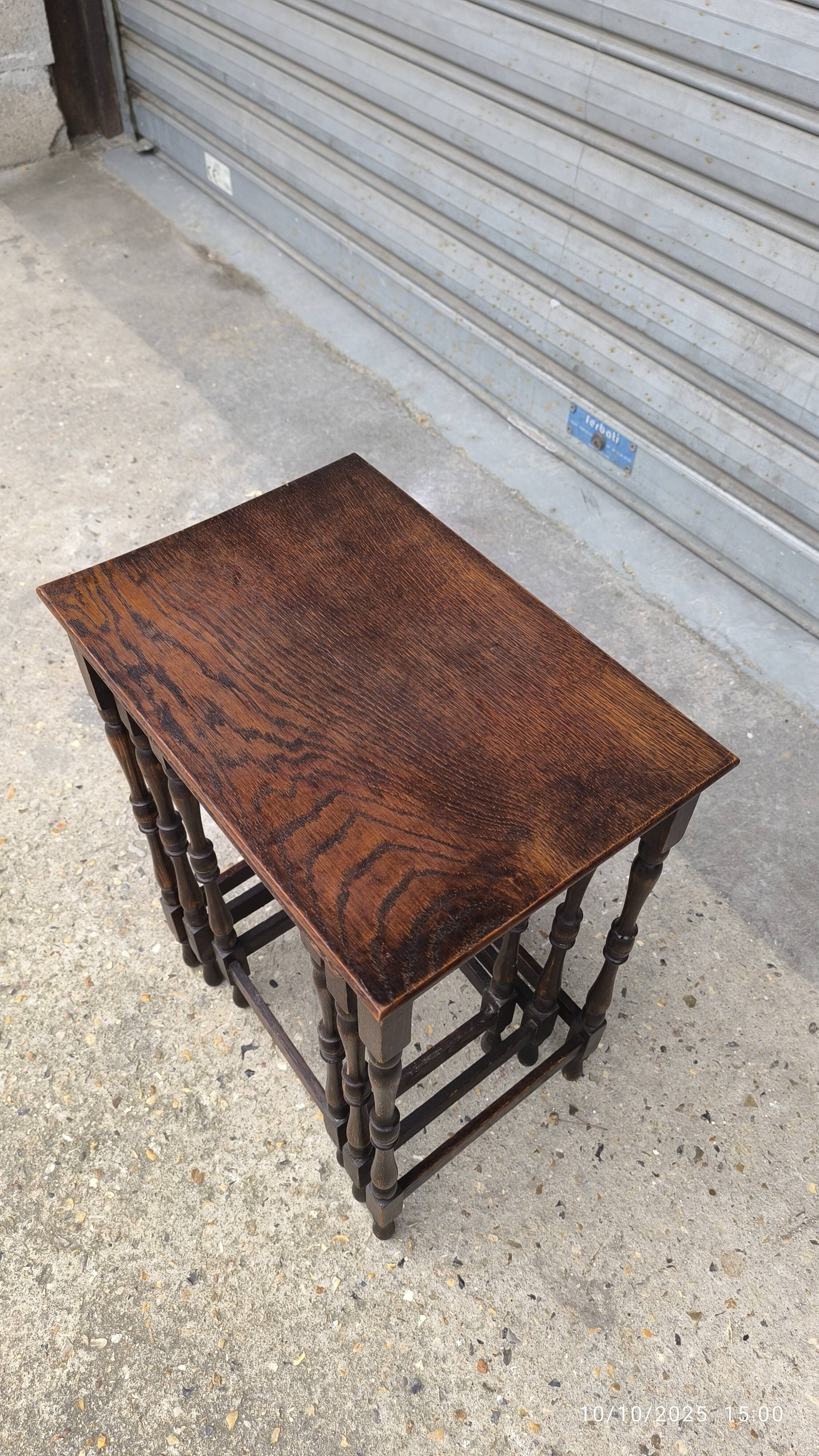 Nest of tables in solid oak 1950