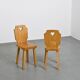 Set of six mountain-style wooden chairs, France, 1960