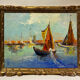 Tableau ancien, Marine à Saint-Tropez, signé, années 50/60