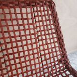 Modernist armchair in woven leather and black metal – 1960s–1970s